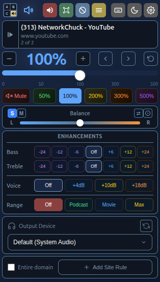 Popup bedtime theme with EQ presets