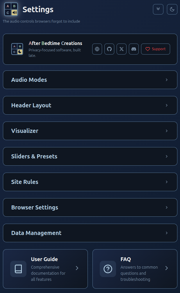 Settings bedtime theme